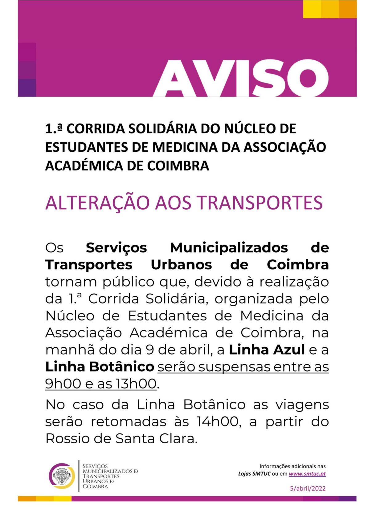 Alteração aos transportes